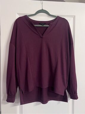 Banana Republic Plum V-Notch Long Sleeve Pullover